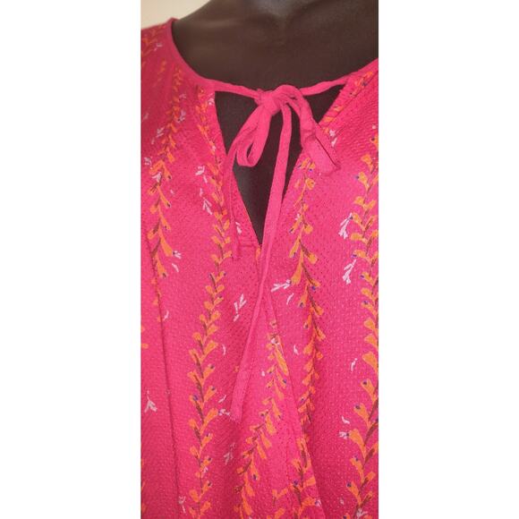 Vintage Lucky Brand Top Womens XL BOHO Peasant Burgundy Red Y2K Bohemian Floral - Picture 4 of 16